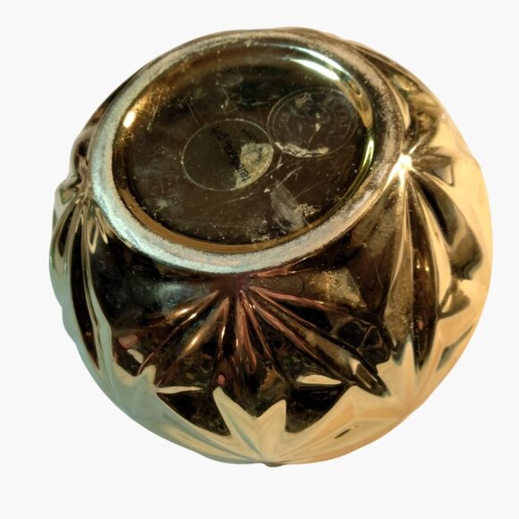 Gold Ornament Shape Vase Planter Pot Textured Ceramic - Picture 4 of 7